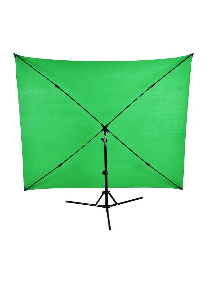 2x1.5m/ 6.5x4.9ft Green Screen Backdrop Photography Background with Adjustable Tripod Cross-Shaped Stand for Streaming Gaming Studio Photography