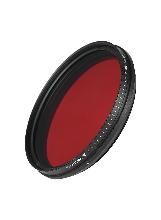 72mm Adjustable Infrared Filter IR Pass X-Ray Lens Filter Variable from 530nm to 750nm Compatible with Canon Nikon Sony DSLR Camera