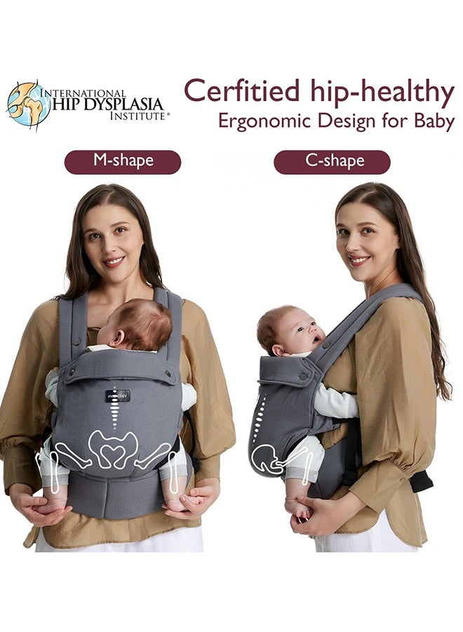 Baby Carrier Newborn To Toddler - Ergonomic, Cozy And Lightweight Infant Carrier For 7-44Lbs, Effortless To Put On, Ideal For Hands-Free Parenting, Enhanced Lumbar Support