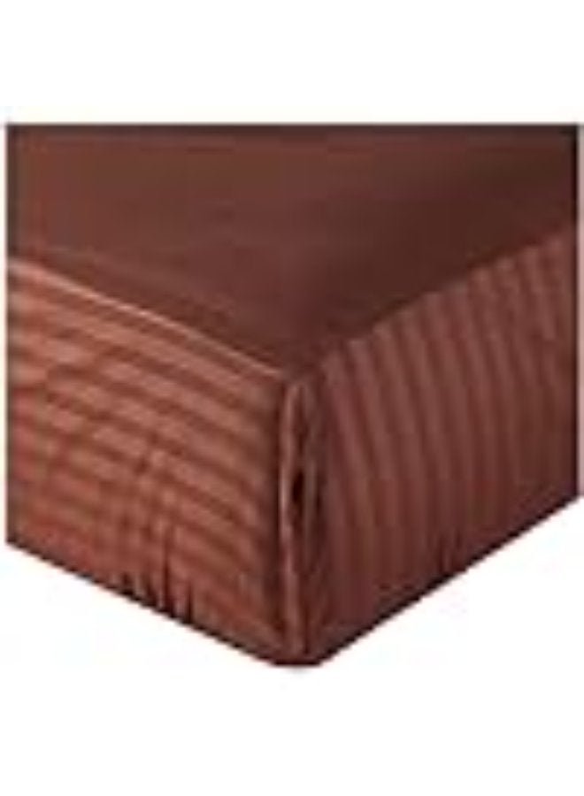 PAUL SODA EMPORIA Soft Comfort Stripe Microfiber Fitted Sheet for Mattress, King 180 x 200cm,Chocolate