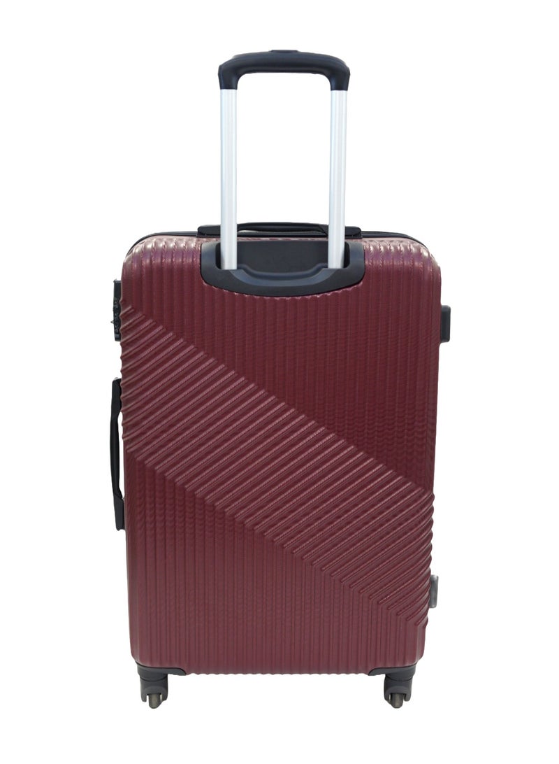 GIORDANO Logo Series Check-In Medium Suitcase Maroon, ABS Hard Shell Lightweight Durable 4 Wheels Luggage Trolley Bag 24