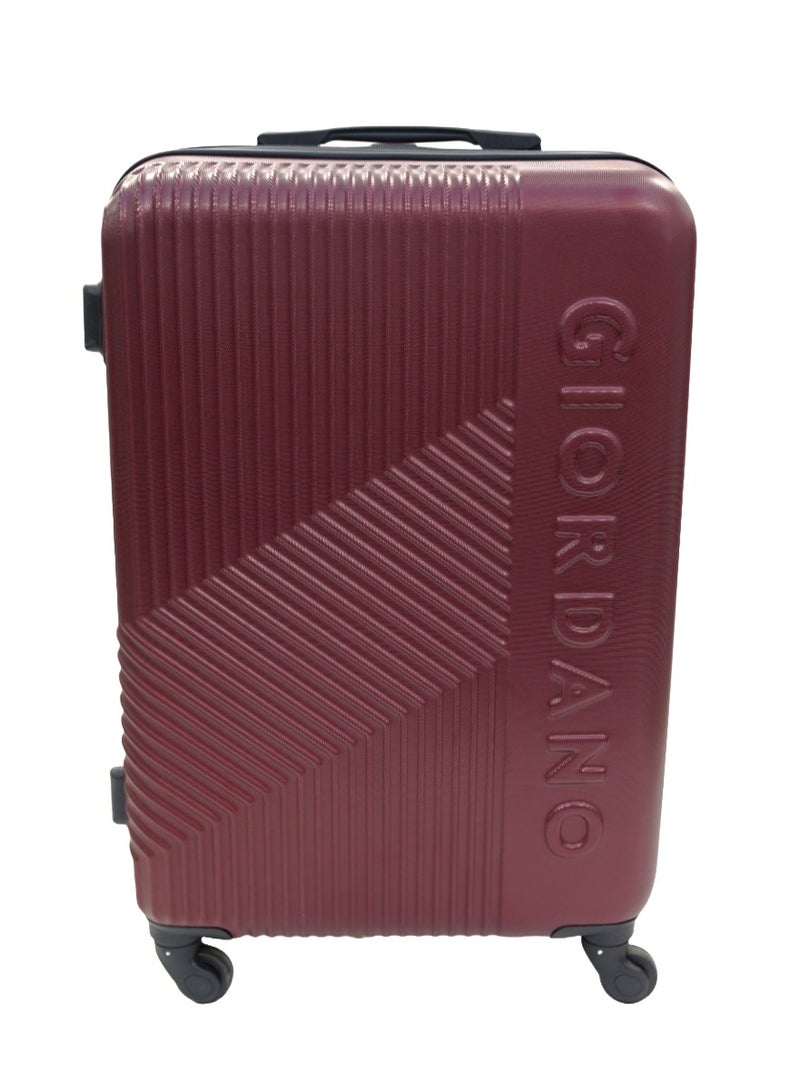 GIORDANO Logo Series Check-In Medium Suitcase Maroon, ABS Hard Shell Lightweight Durable 4 Wheels Luggage Trolley Bag 24