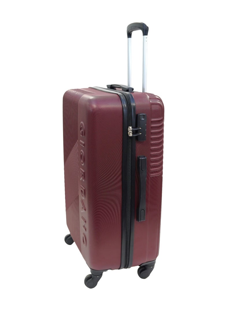 GIORDANO Logo Series Check-In Medium Suitcase Maroon, ABS Hard Shell Lightweight Durable 4 Wheels Luggage Trolley Bag 24