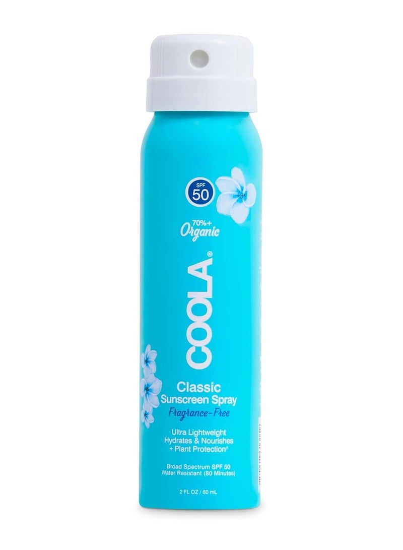 COOLA Organic Sunscreen SPF 50 Sunblock Spray, Dermatologist Tested Skin Care For Daily Protection, Vegan and Gluten Free, Fragrance Free