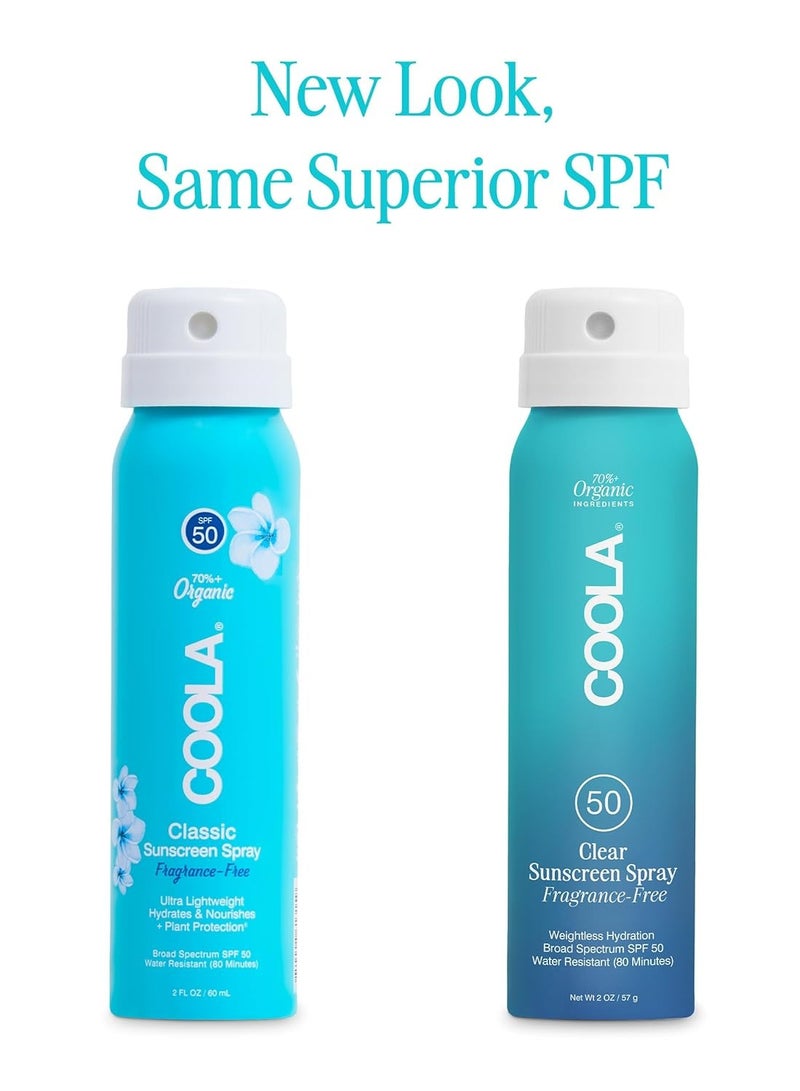 COOLA Organic Sunscreen SPF 50 Sunblock Spray, Dermatologist Tested Skin Care For Daily Protection, Vegan and Gluten Free, Fragrance Free