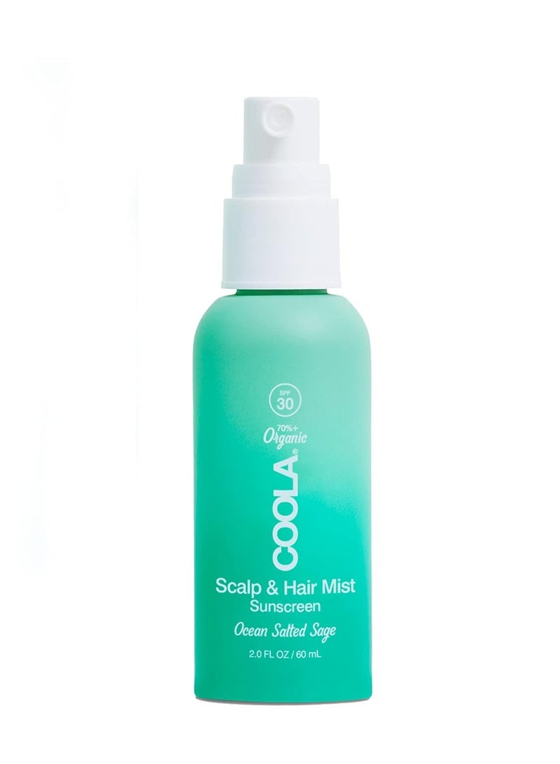 COOLA Organic Scalp Spray & Hair Sunscreen Mist With SPF 30, Dermatologist Tested Hair Care For Daily Protection, Vegan And Gluten Free, Ocean Salted Sage, 2 Fl Oz