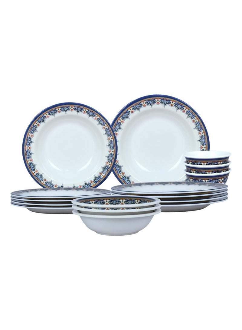 Melrich Melamine 12 Pcs Dinner Set Dishwasher Safe 3 Dinner Plate 3 Soup Plate 3 Salad Bowl 3 Rice Bow Strong and Durable Long lasting