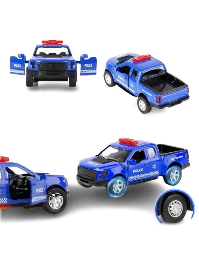 4pcs Police Car Pull-Back Metal Strong Car Toy for Boys and Girls