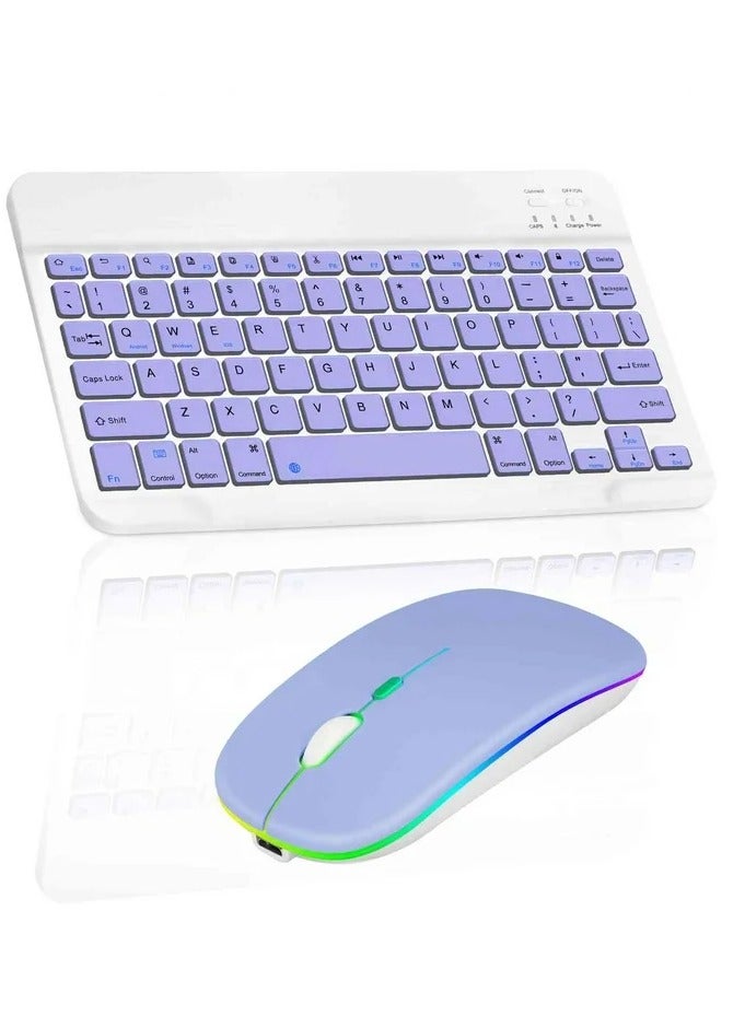 Wireless Keyboard and Mouse Combo Bluetooth Keyboard Mouse Set with Rechargeable Battery Purple