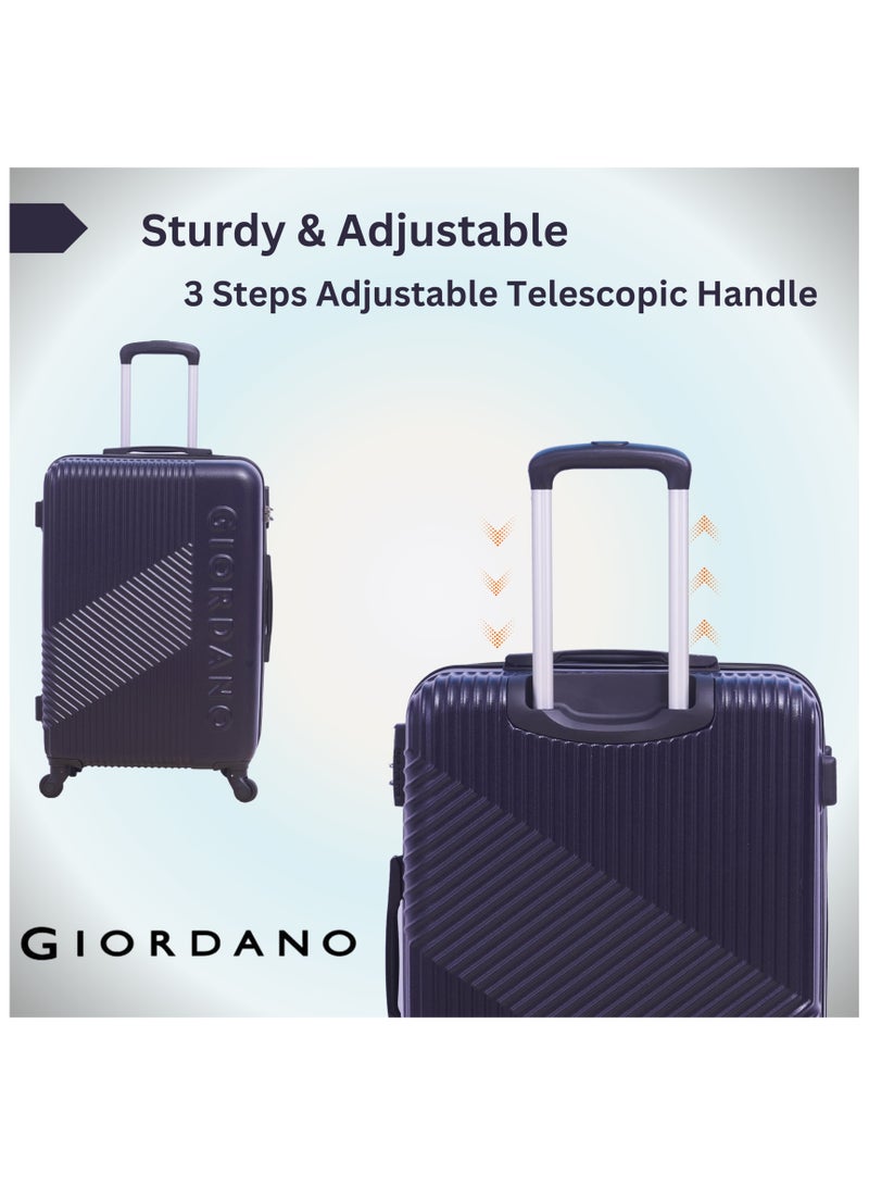 GIORDANO Logo Series Check-In Large Suitcase Navy Blue, ABS Hard Shell Lightweight Durable 4 Wheels Luggage Trolley Bag 28