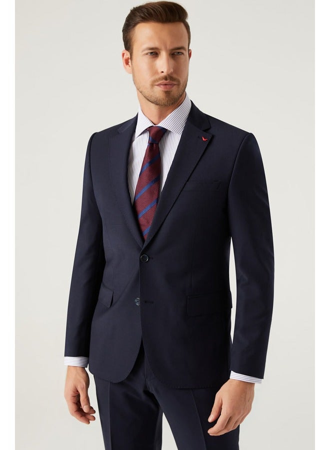 Ds Damat Navy Blue Classic Suit -86% Wool