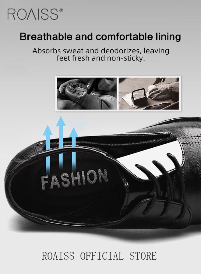 Men Pointed Leather Shoes, Low Top Lace-up Formal Shoes with Non Slip Sole, Stylish Dress Shoes for Men, Simple Classic Business Leather Shoes, Suitable for Daily Wear, Business, Wedding and Outdoor Activities