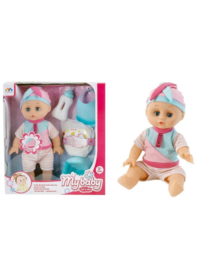 Gold Land Toys Baby Doll With Accessories, M-20/21, Size 30x10x34cm
