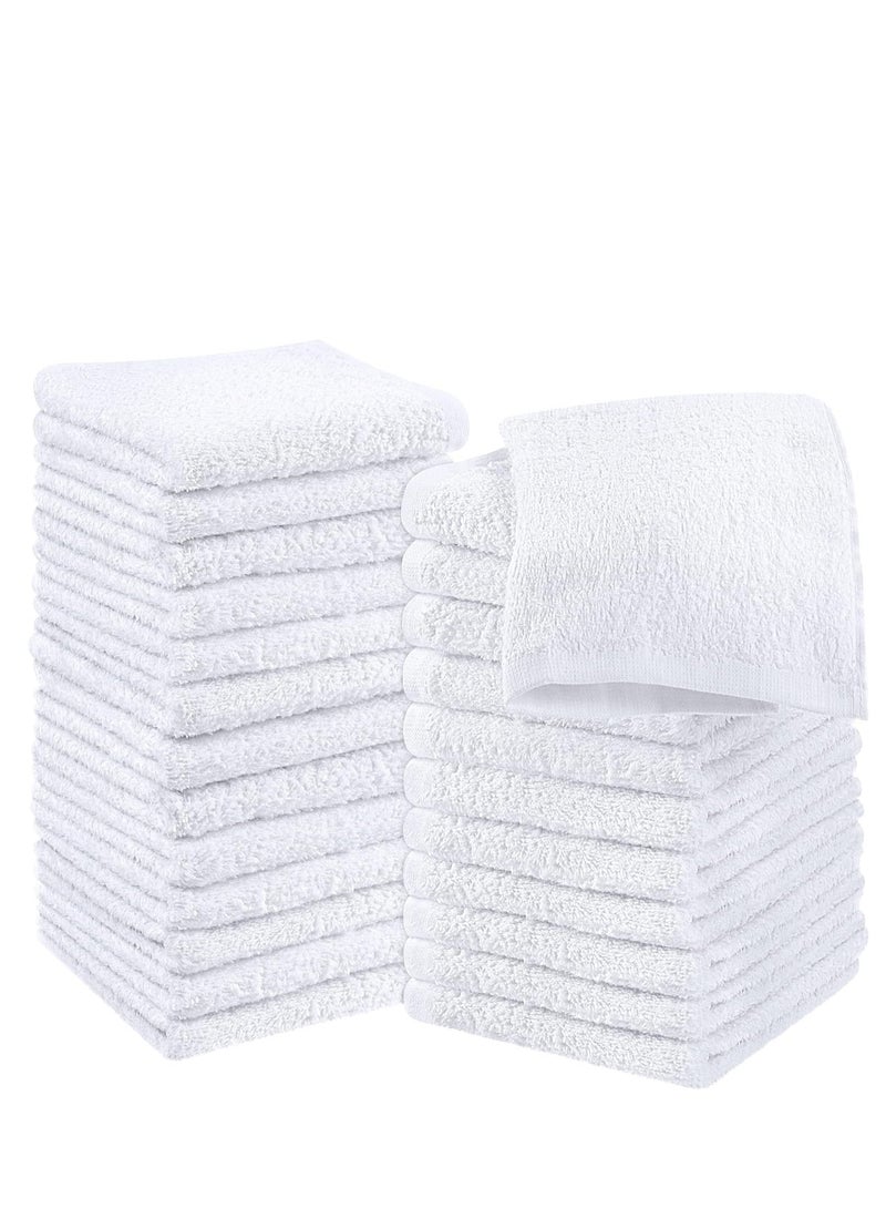 Utopia Towels Cotton Washcloths Set - 100% Ring Spun Cotton, Premium Quality Flannel Face Cloths, Highly Absorbent and Soft Feel Fingertip Towels (24 Pack, White)