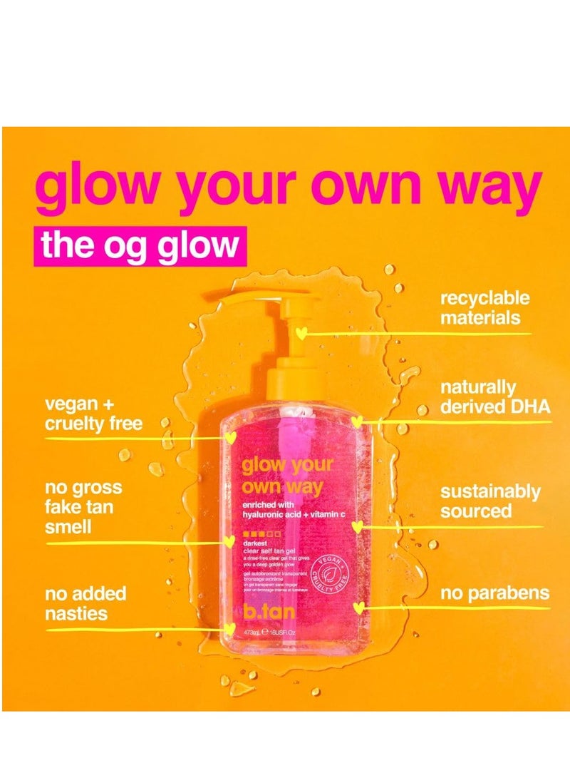 b.tan Clear Self Tan Gel & Face Mist Kit | Glow Your Own Way + Mist Bundle - Transfer-Resistant Self Tanning Gel with Gradual Self Tan Face Mist, with Body Mitt Applicator