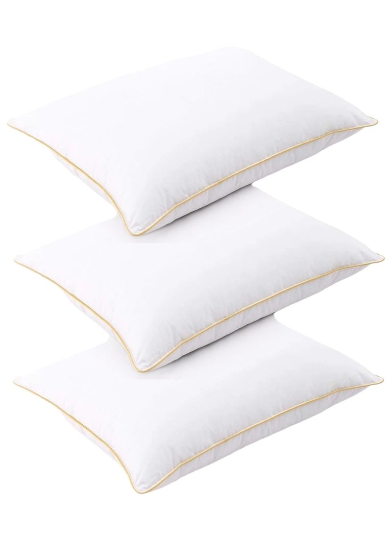 3 Piece Pack Golden Line Soft Pillow With Single Piping Microfiber 50x70cm Made in Uae