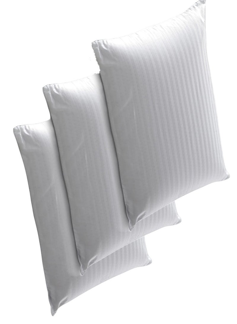 Set of 3 Piece Bed Pillow Stripe Cotton Fabric 50X90cm Made in Uae