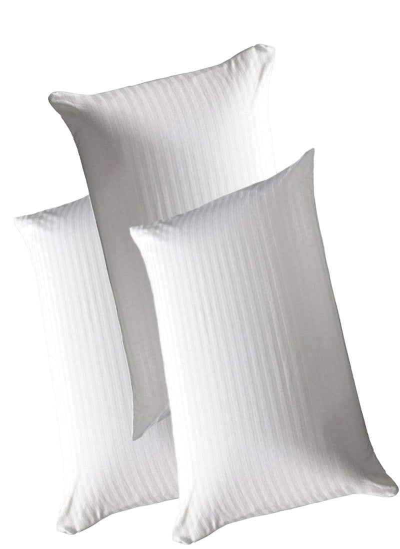 3 Piece Set Hotel Style Cotton Stripe Pillow 50X90cm Made in Uae
