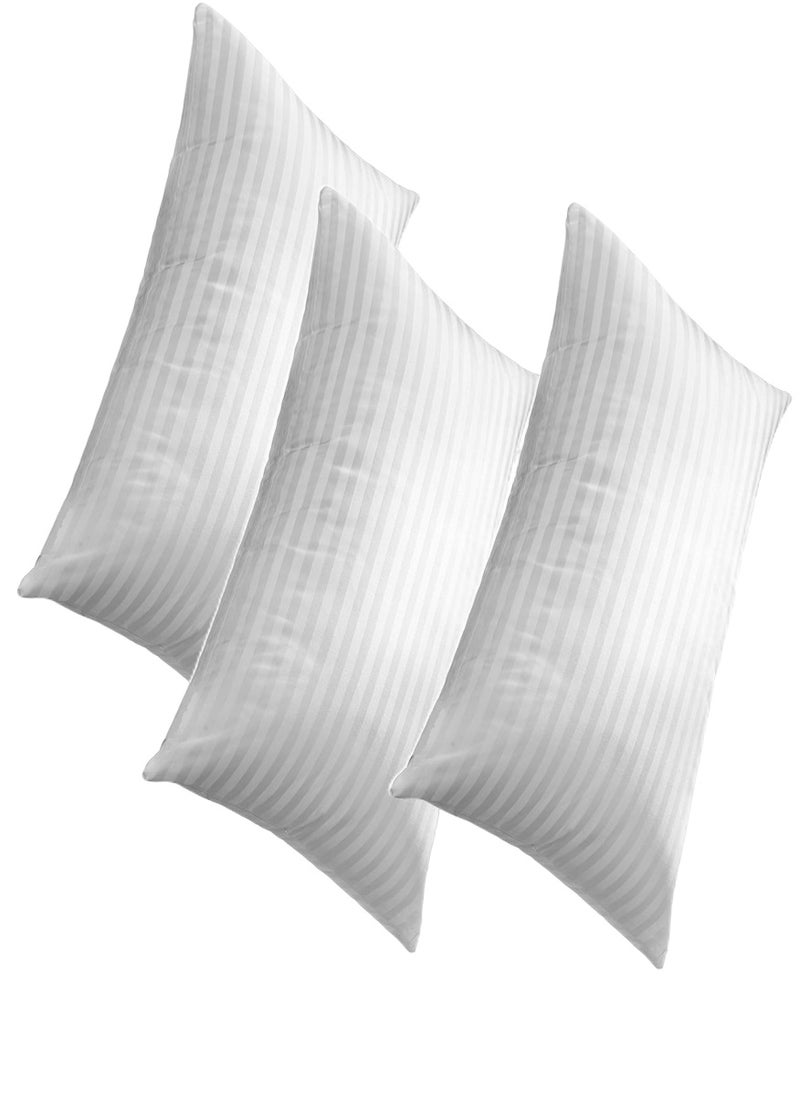 Pack of 3 Comfortable StripeCotton Hotel Pillow Microfiber 50X90 Made in Uae