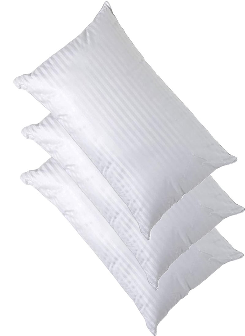 3 Set of Stripe Hotel Pillow Microfiber 50X90cm Made in Uae