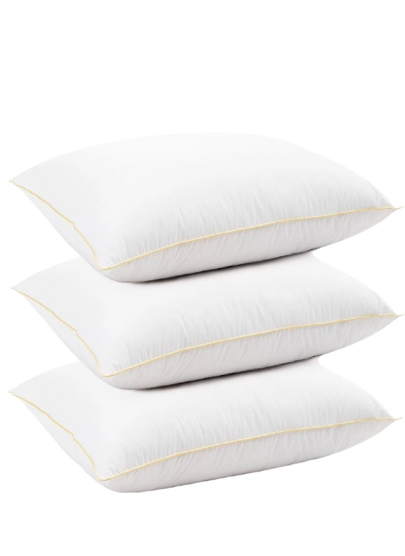 3 Piece Pack Comfortable soft Golden Single Piping Design Cotton Pillow 50x70cm Made in Uae