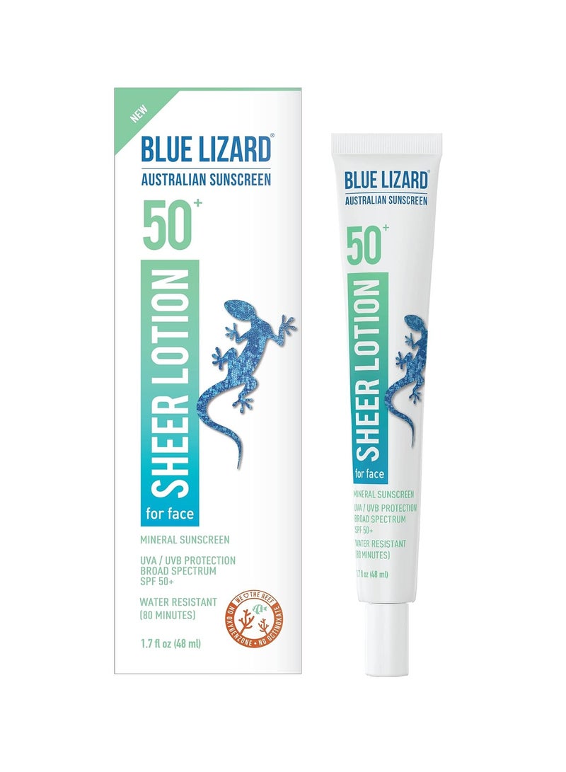 BLUE LIZARD Sheer Face Lotion - SPF 50+, 1.7 Oz