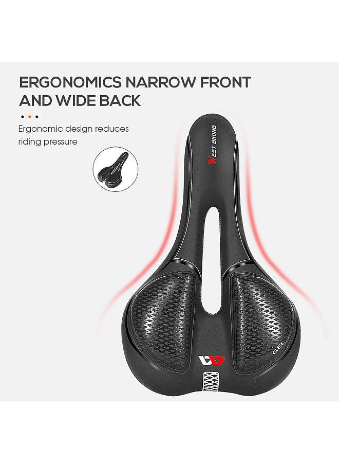 Bike Seat Padded Bicycle Saddle Cushion with Removable Rechargeable LED Tail Light for Men Women MTB Mountain Road Bike Cycling