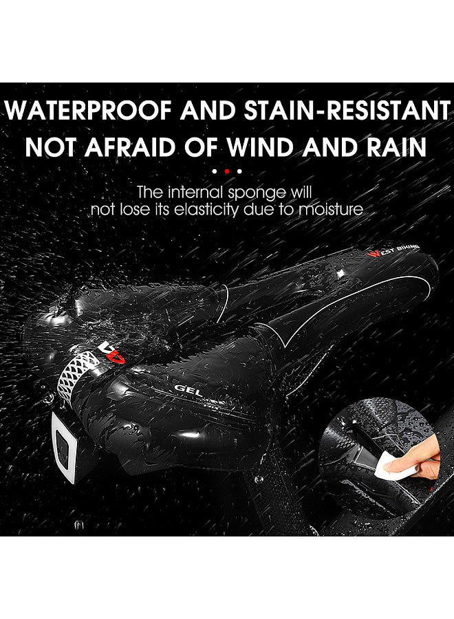 Bike Seat Padded Bicycle Saddle Cushion with Removable Rechargeable LED Tail Light for Men Women MTB Mountain Road Bike Cycling
