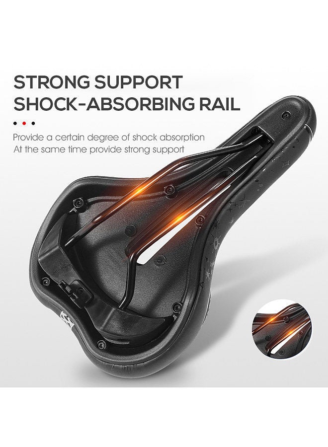 Bike Seat Padded Bicycle Saddle Cushion with Removable Rechargeable LED Tail Light for Men Women MTB Mountain Road Bike Cycling