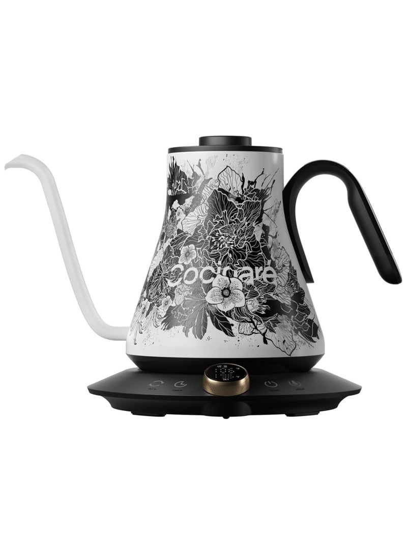 Cocinare Electric Gooseneck Kettle with Temperature Control, Pour Over Coffee & Tea, 1200W for 180-sec Quick Boil Time, 600g Ultra Light, 30oz/0.9L (Blossom)