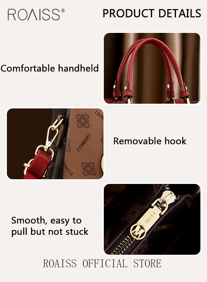 Classic Vintage Textured Handbag for Women with Pendant Decor and Gift Bag Trendy Large Capacity Shoulder Crossbody Bags in Luxury Print for Mother and Wife Suitable for Birthday Gift or Ramadan