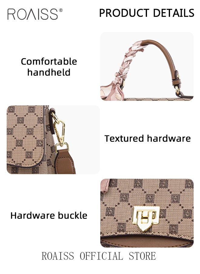 Premium Textured Satchel Handbag for Women Exquisite Elegant Ladies Shoulder Crossbody Bags with Silk Scarf and Gift Bag Gifts for Mom Wife Bridal Suitable For Leisure Birthday Gift or Ramadan