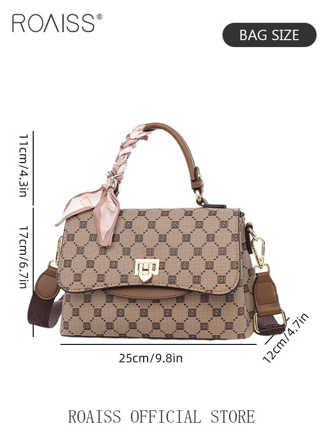 Premium Textured Satchel Handbag for Women Exquisite Elegant Ladies Shoulder Crossbody Bags with Silk Scarf and Gift Bag Gifts for Mom Wife Bridal Suitable For Leisure Birthday Gift or Ramadan