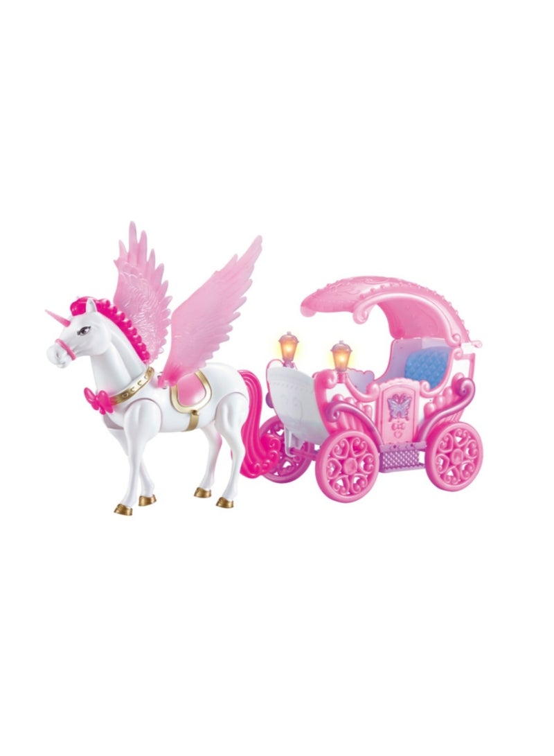 Walking unicorn with carriage Doll and music Assorted colour