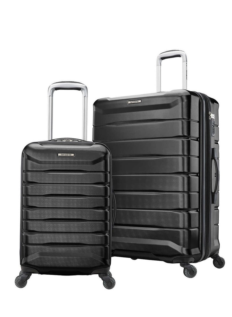 Astute 2-piece Luggage Set Made With Scratch-resistant polycarbonate & TSA-Accepted Combination Lock For Large One Only, Black Noir Color