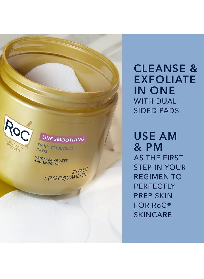 RoC Resurfacing Disks, Hypoallergenic Exfoliating Makeup Remover Pads for Wrinkles and Skin Tone, Hypo-Allegenic Skin Care, Oil-Free Daily Cleanser, 28 Count (Packaging May Vary)