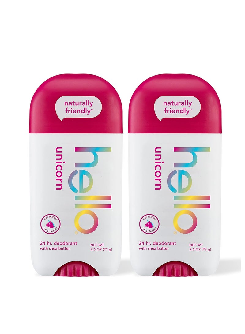 hello Unicorn Aluminum Free Deodorant for Women, Girls, Safe for Kids, Dermatologically tested, Natural Fragrance, 2 Pack