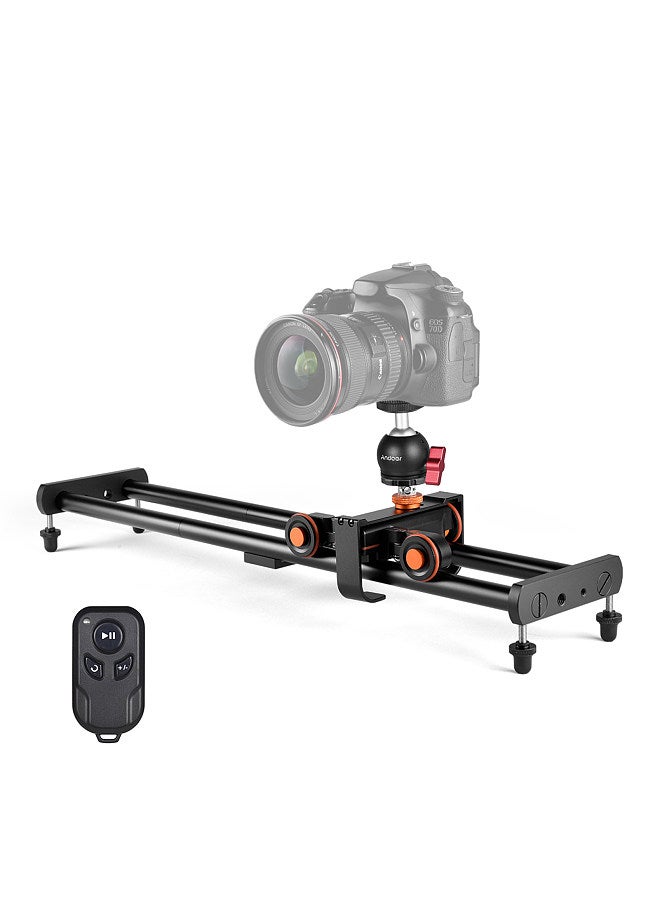 Camera Video Dolly Slider Kit with 3-wheel Auto Dolly Car 3 Speed Adjustable + 60cm/23.6in Track Rail Camera Slider + Flexible Ballhead Adapter with Wirelss Remote Control for DSLR Camera Camcorder