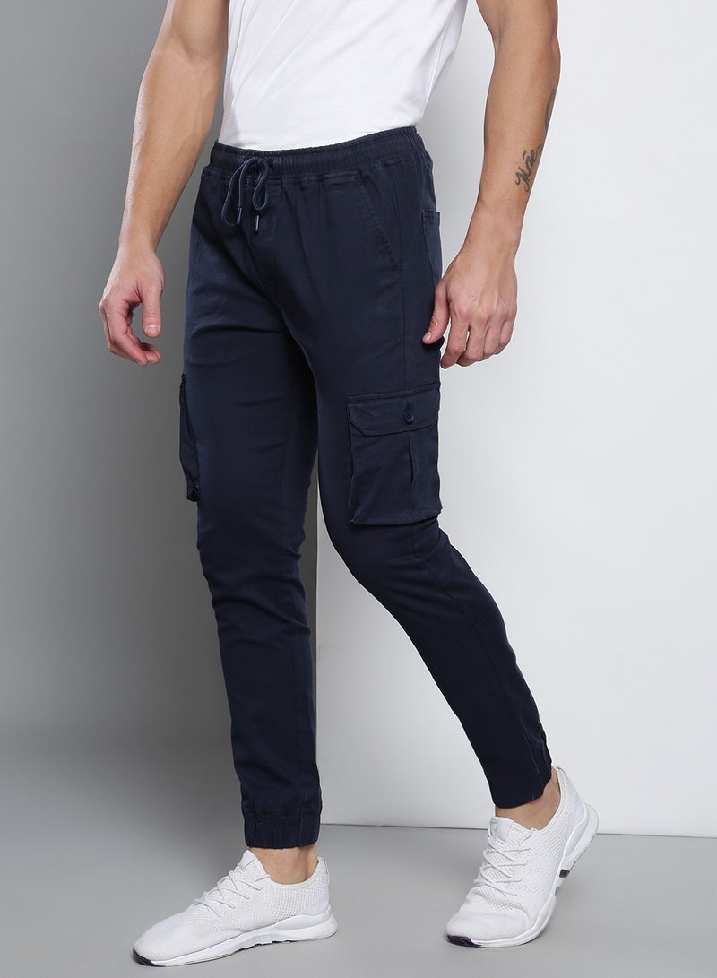 Men's Navy Tapered Fit Cargo Joggers