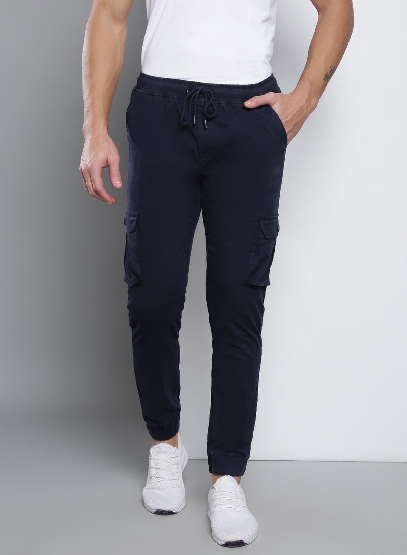 Men's Navy Tapered Fit Cargo Joggers