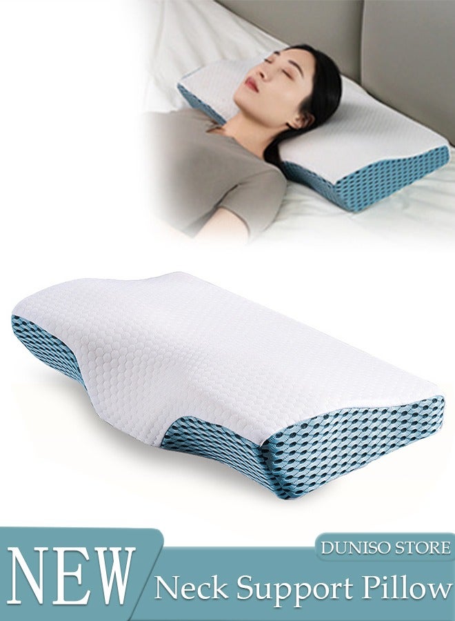 Super Comfort Ergonomic Pillow for Neck Head and Shoulder Pain Relief Contour Support Pillows for Bed Sleeping Orthopedic Cervical Spine Stretch Pillow for Side Back Stomach Sleeper