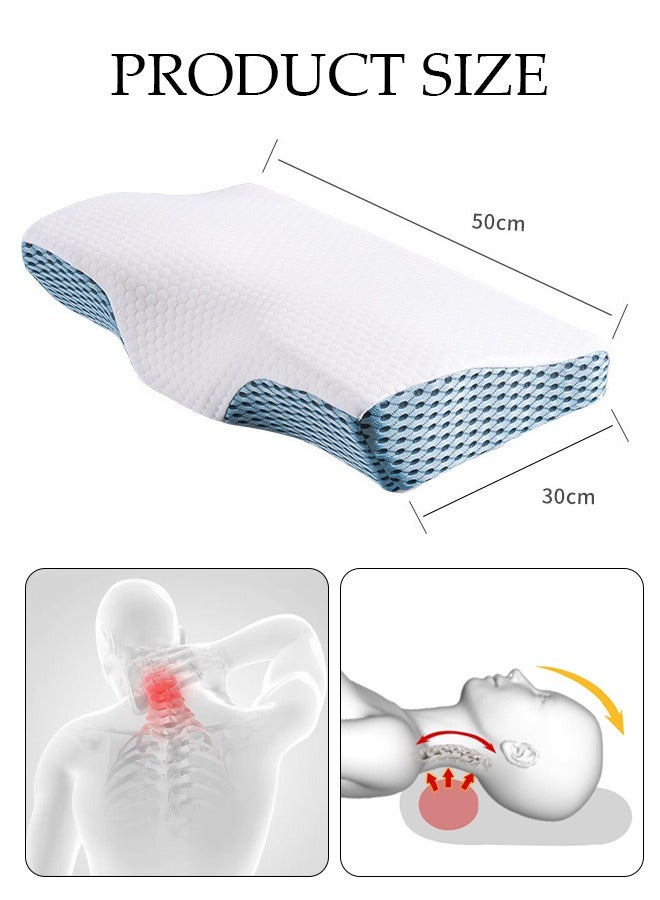 Super Comfort Ergonomic Pillow for Neck Head and Shoulder Pain Relief Contour Support Pillows for Bed Sleeping Orthopedic Cervical Spine Stretch Pillow for Side Back Stomach Sleeper