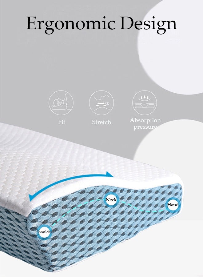 Super Comfort Ergonomic Pillow for Neck Head and Shoulder Pain Relief Contour Support Pillows for Bed Sleeping Orthopedic Cervical Spine Stretch Pillow for Side Back Stomach Sleeper