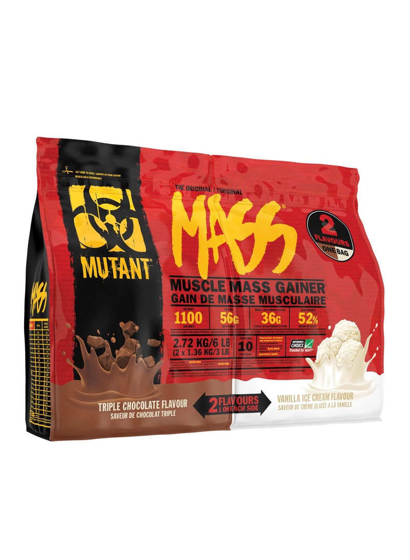MASS 2 Flavours in One Bag - Triple Chocolate & Vanilla Ice Cream 2.72 kg (6lbs)