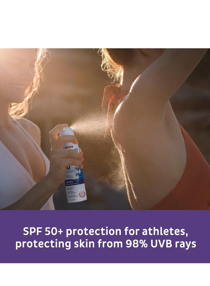 Blue Lizard Sport Mineral Sunscreen Spray SPF 50+, Dermatologist-Recommended Brand, Broad-Spectrum UVA/UVB Protection, Water-Resistant, Zinc Oxide Formula, Vegan, 5 fl oz