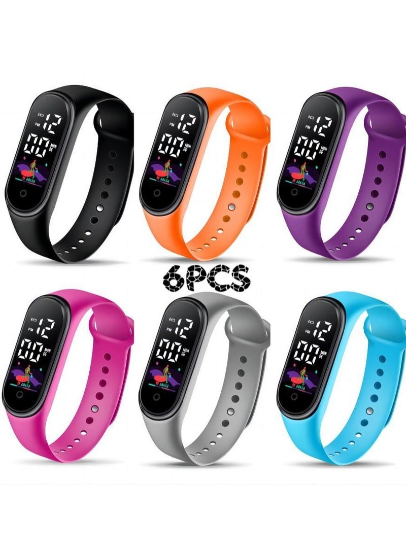 Kids' Water Resistant Silicone Digital Watch 6PCS