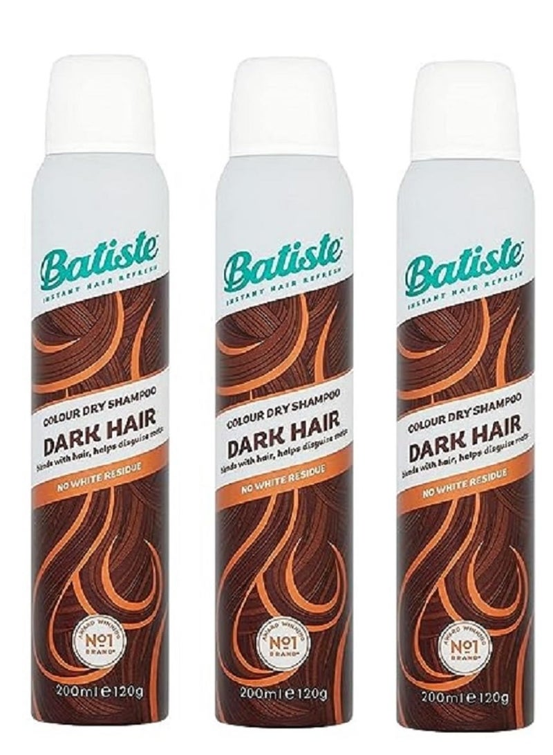 Batiste Dry Shampoo, Dark & Deep Brown 6.73 oz (Pack of 3)