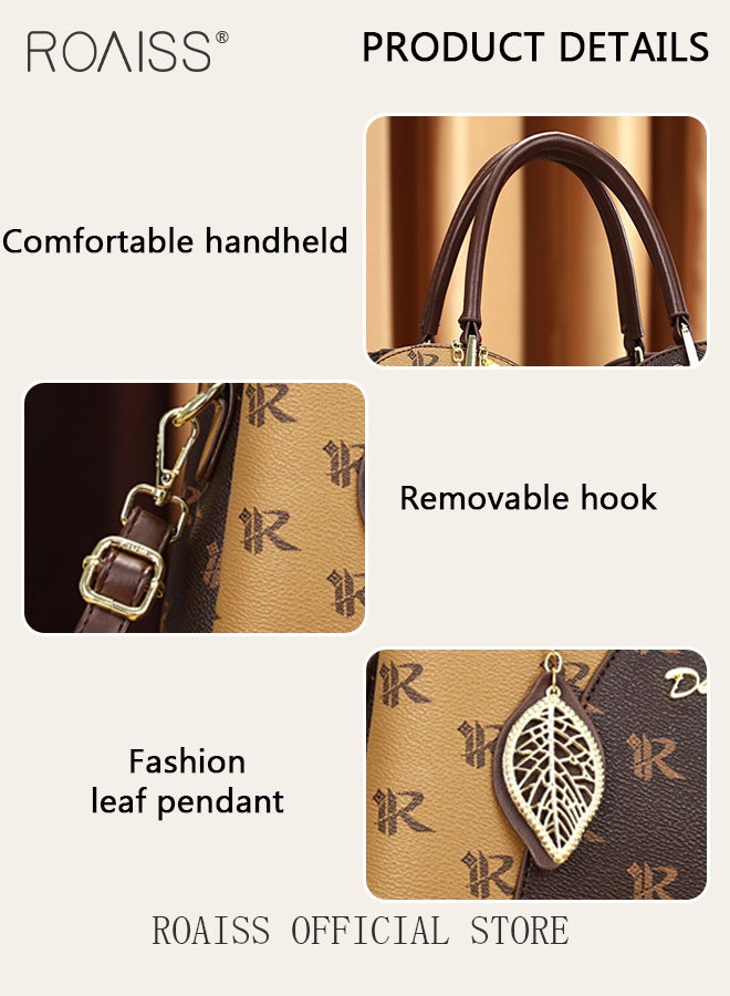 Classic Vintage Textured Handbag for Women with Pendant Decor and Gift Bag Trendy Large Capacity Shoulder Crossbody Bags in Luxury Print for Mother and Wife Suitable for Birthday Gift or Ramadan