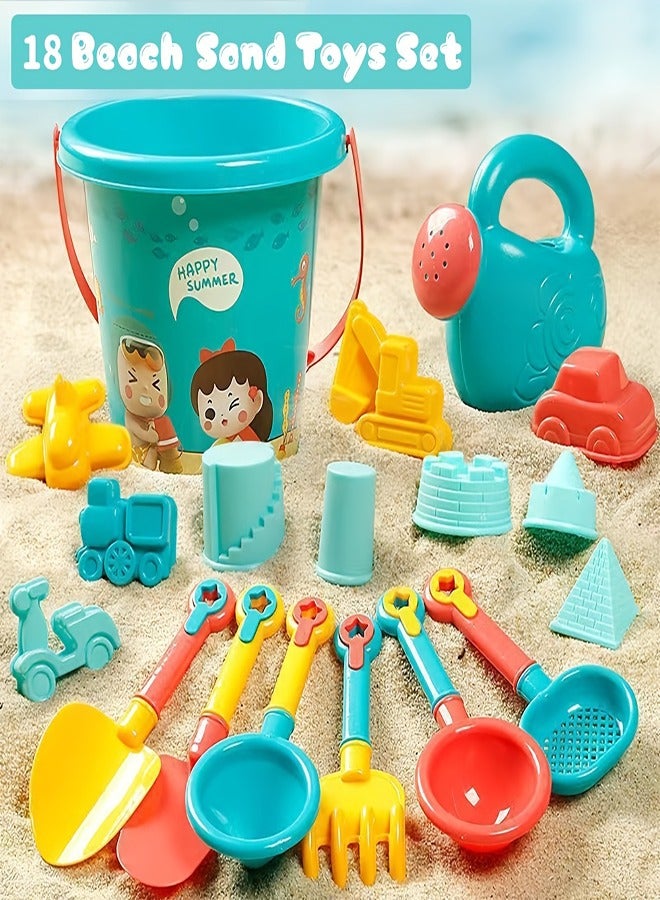 18Pcs, beach toy set for children playing sand and water on the beach, beach bucket, sand shovel, beach tool