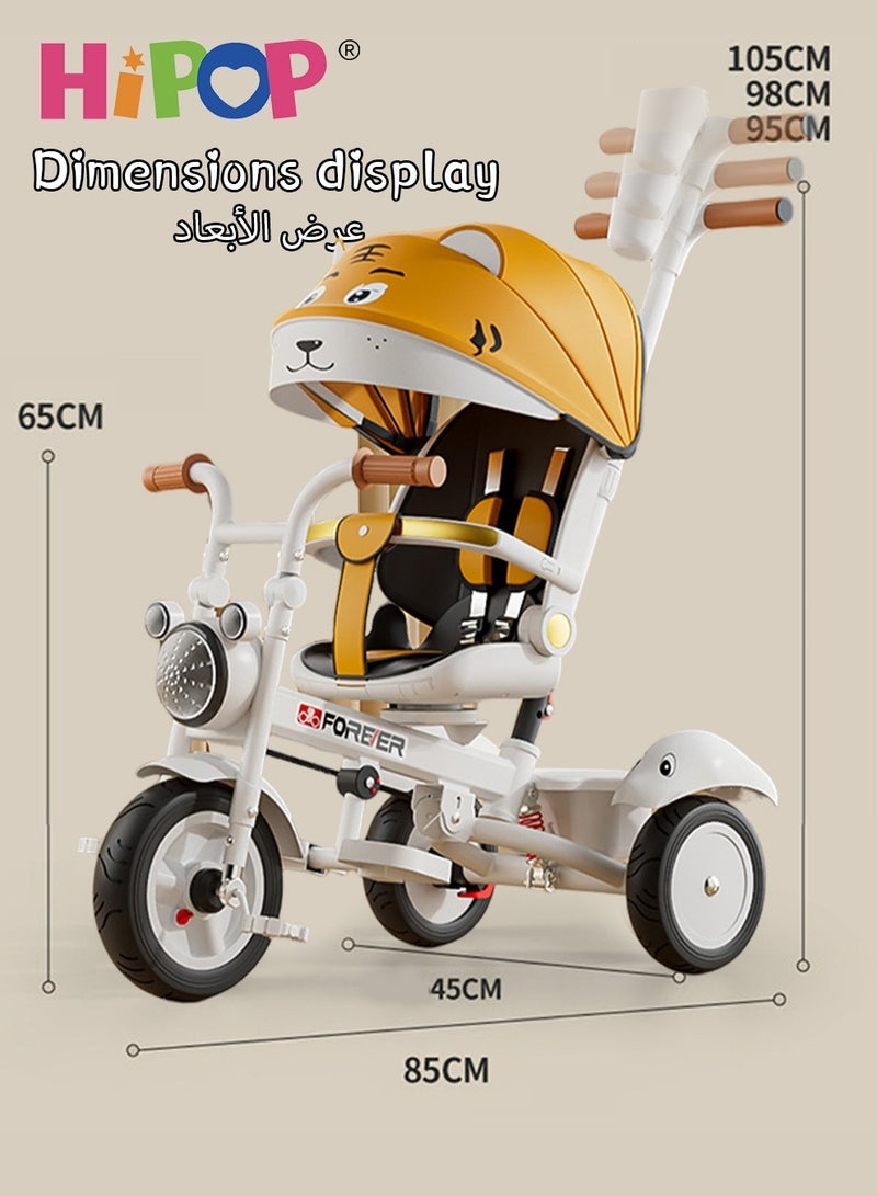 Children's Tricycle with Swivel Seat Design,Kids Ride on Toys Include Push Handle,Guardrail and Pedals,High Quality Kids Riding Car,Multipurpose Children Pedal Tricycle as Kids Gift